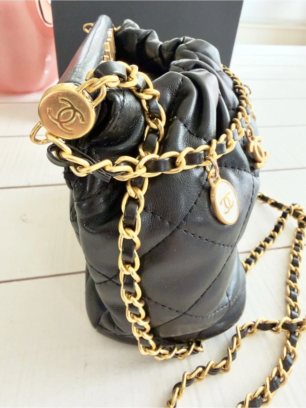 Quilted Crossbody Charm Bag